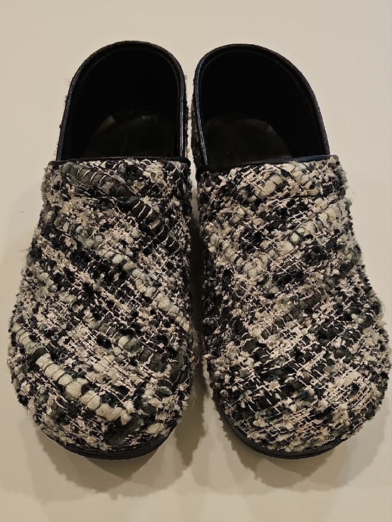 Sanita Danish Black and White Tweed Slip-On Clogs W/back Women's Size 41 - Picture 3 of 12